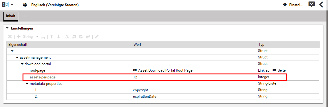 Configuration of the download portal