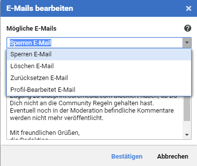 Bearbeiten der aktuellen E-Mail