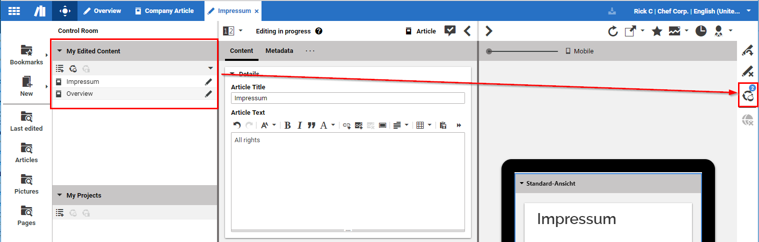 Start Publication Workflow Window from Action Toolbar