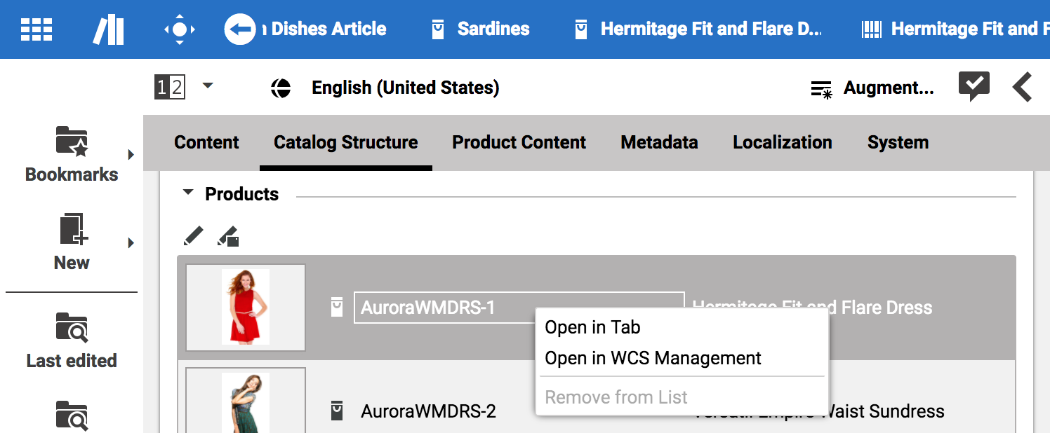 Open a product in the HCL Commerce system