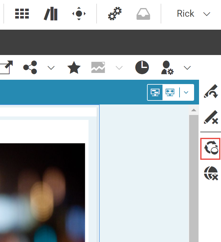 Publish button in the Action toolbar