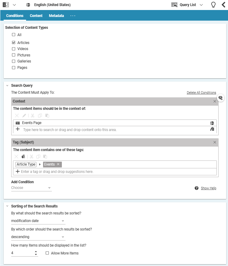 Content Query Form