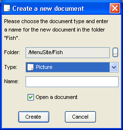 Configured file creation dialog