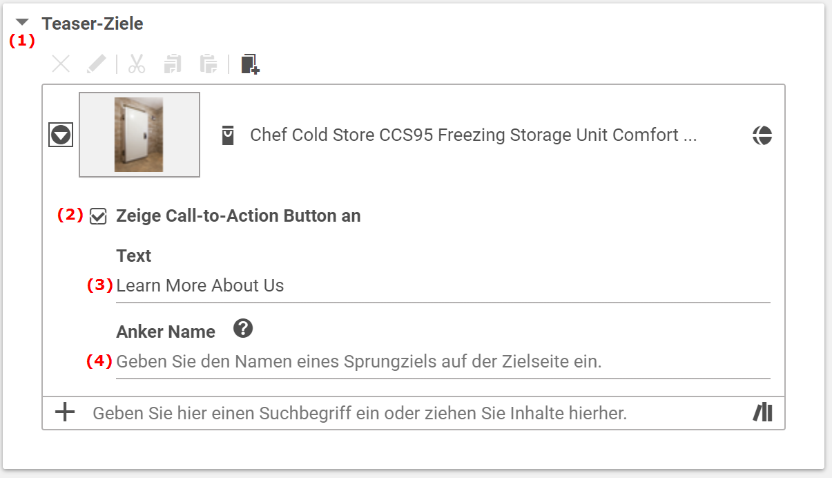 Call-to-action Schaltfläche in Teaser Inhalt