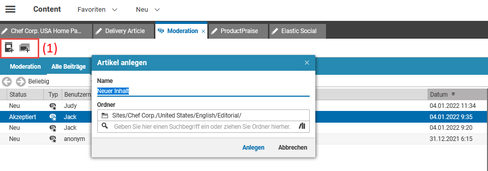 Artikel aus einem Kommentar erzeugen