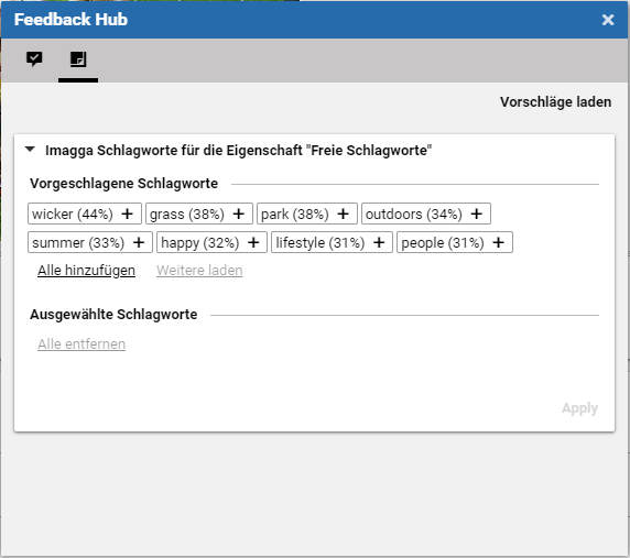 Schlagworte aus dem externen System