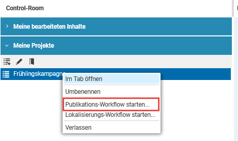 Publikations-Workflow starten