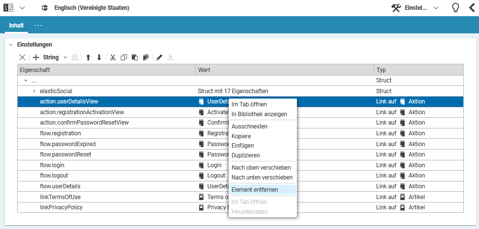 Kontextmenü für einen Struct