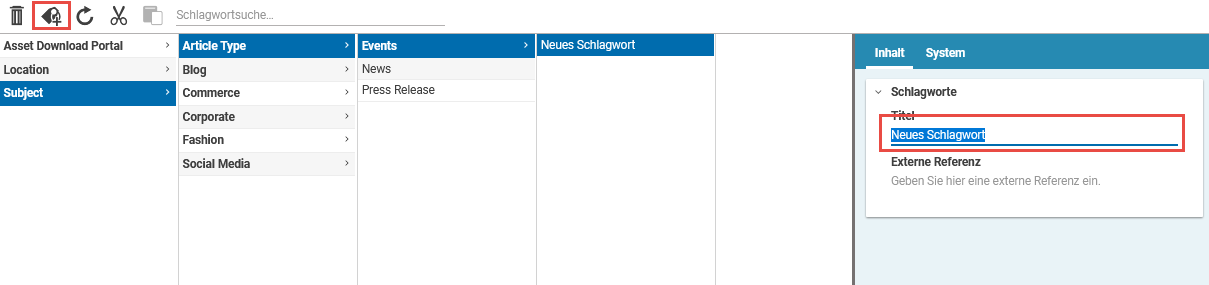 Schlagworte hinzufügen