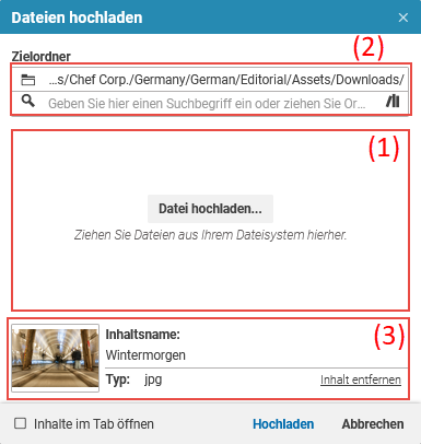 Hochladen Dialog