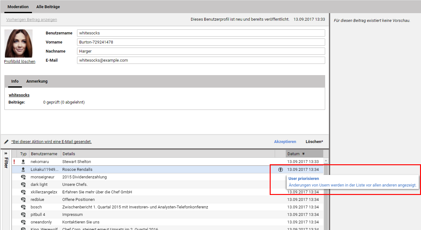 Nutzer priorisieren