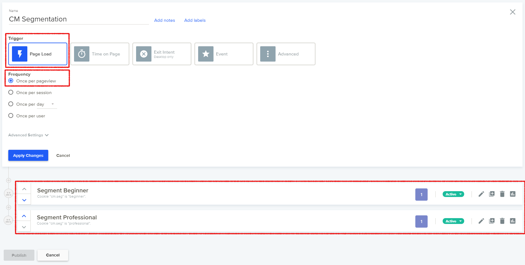 Creating campaign for Dynamic Yield segmentation