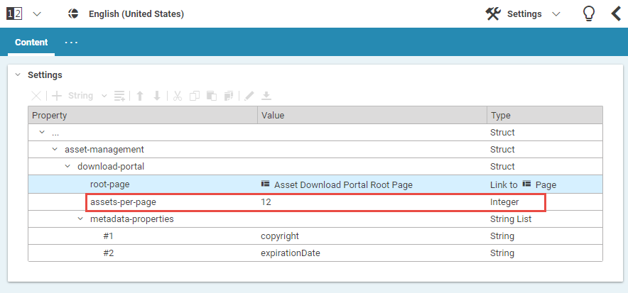 Configuration of the download portal