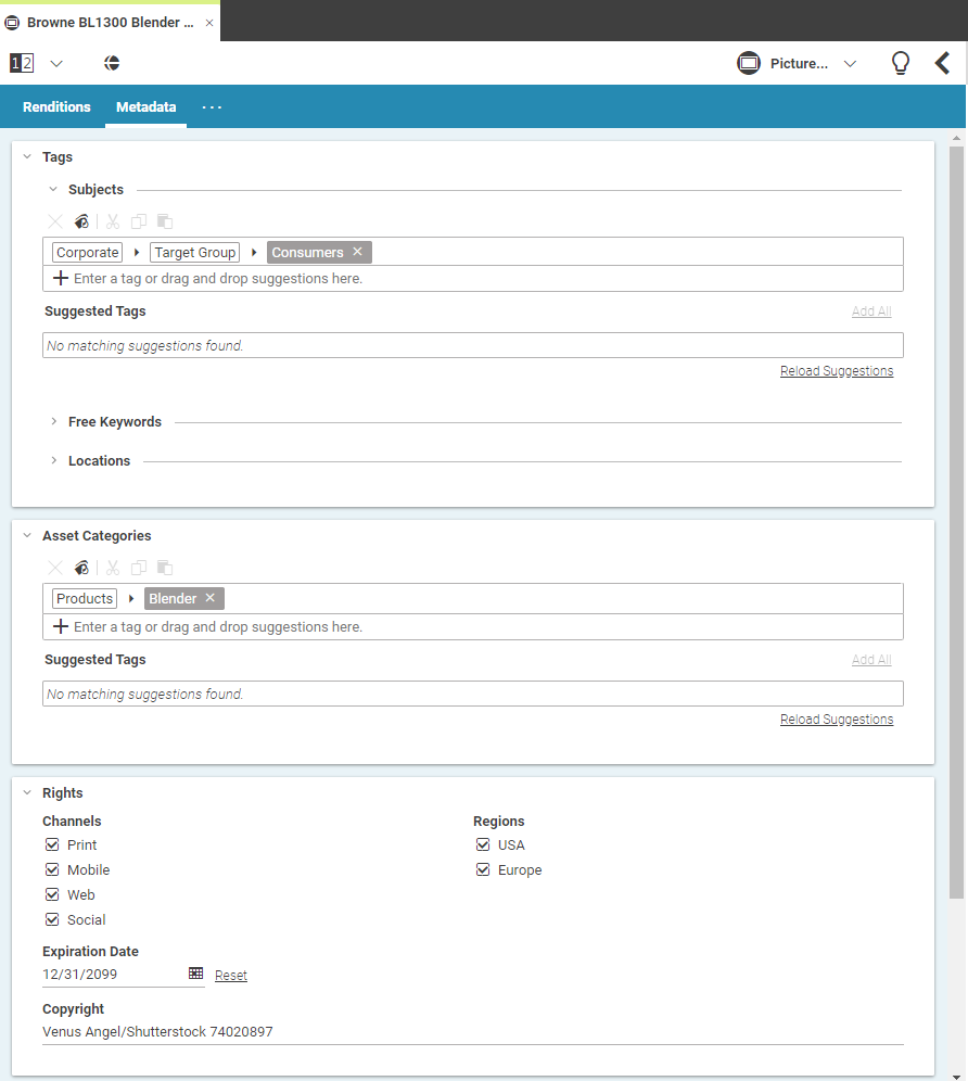 Metadata for Assets