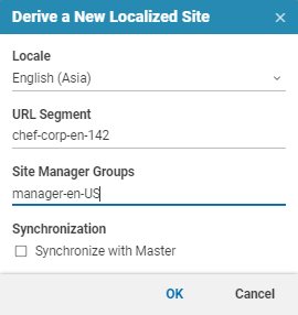 Derive a site dialog