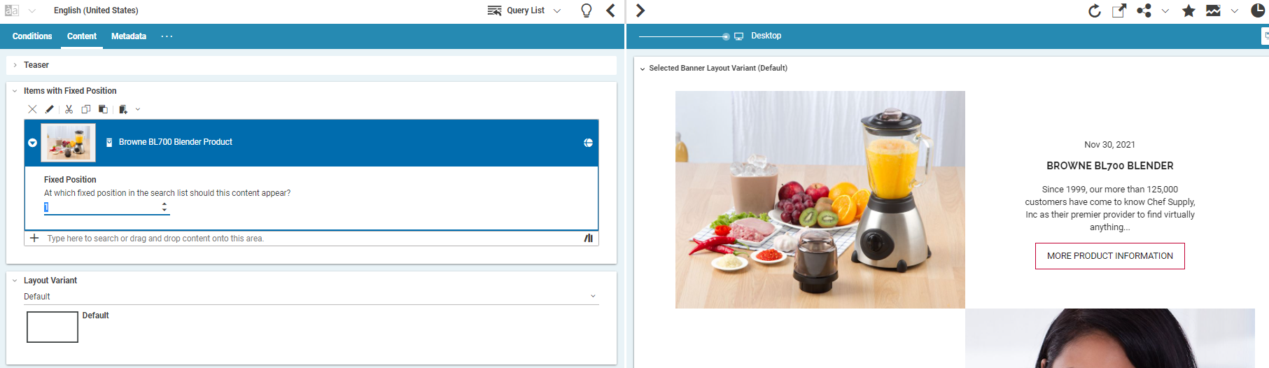 Items with fixed position