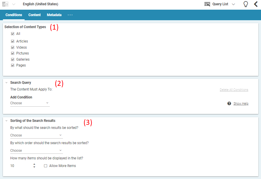 The Query List Editor