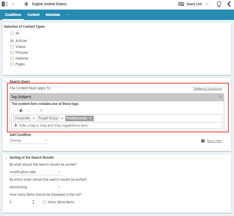 Query List with taxonomy condition