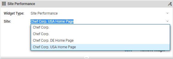 Configuration of Widget for Site Performance Statistics