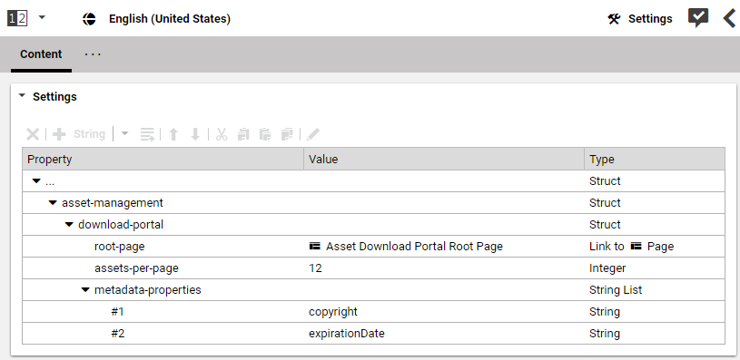 Configuration of the download portal
