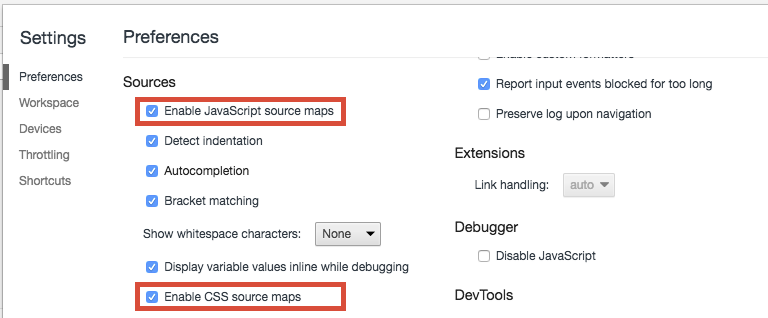 Enable Source Maps in Chrome Developer Tools settings