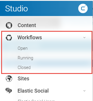 Starting Workflow App from the Main Menu of Studio