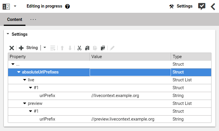 A basic absoluteUrlPrefixes Struct