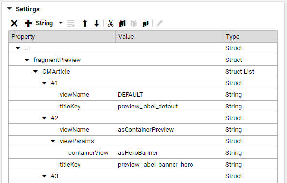 Example of fragmentPreview Setting Properties