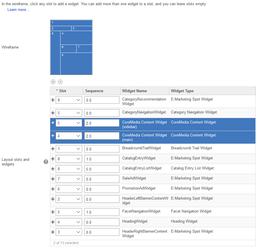 CoreMedia Widgets in Commerce Composer