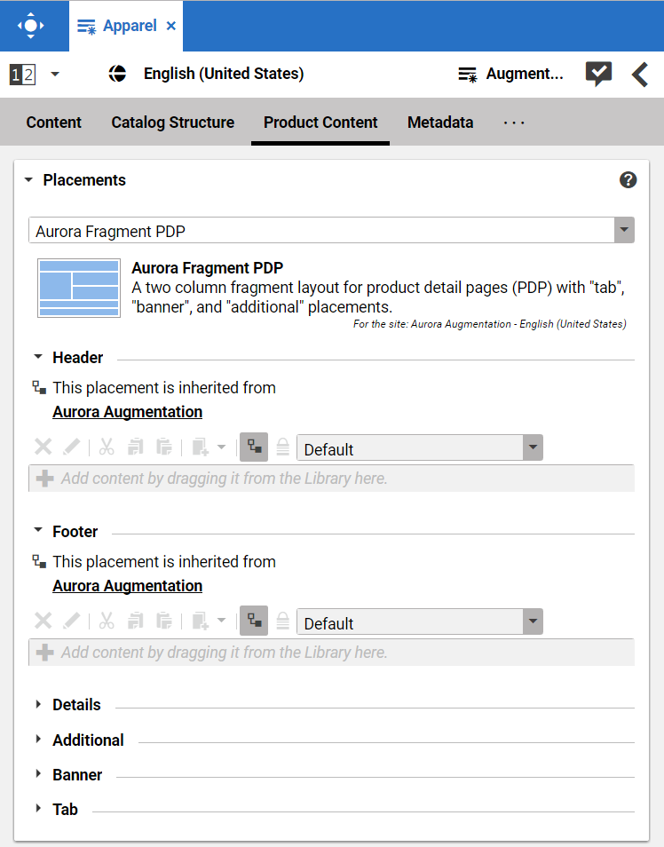 Page grid for PDPs in augmented category