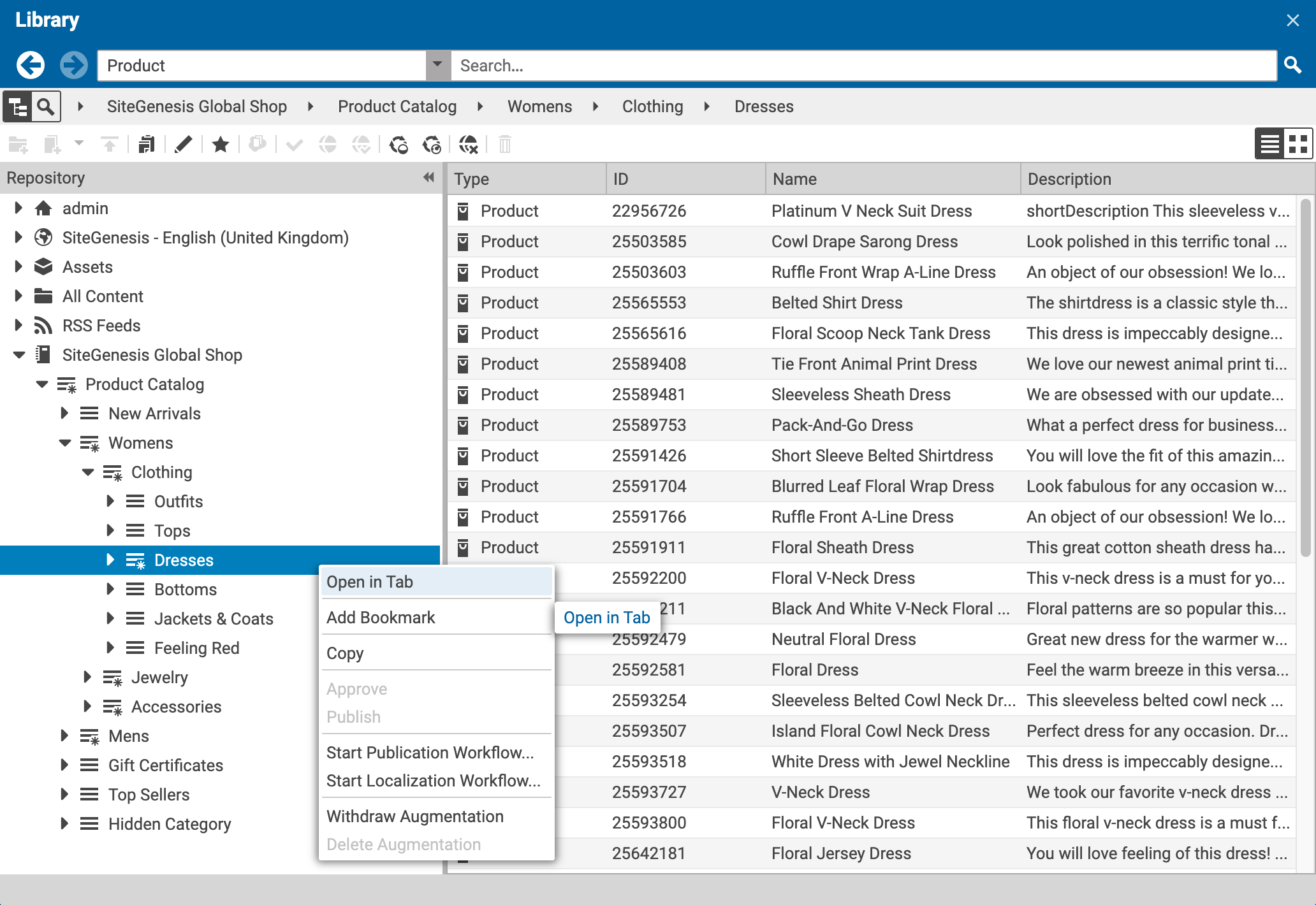 Open Category in tab