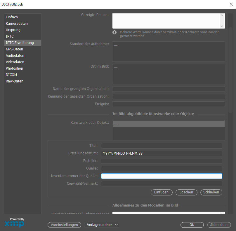 IPTC Metadaten in Photoshop