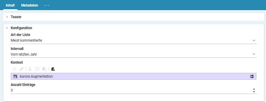 Dynamische Liste aus Elastic Social