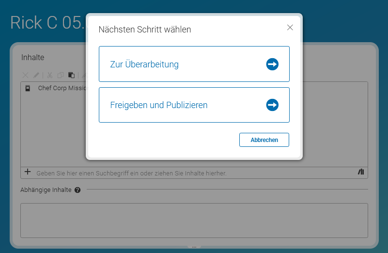 Nächste Schritte für einen Vier-Augen Workflow