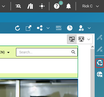 Publish button in the Action toolbar