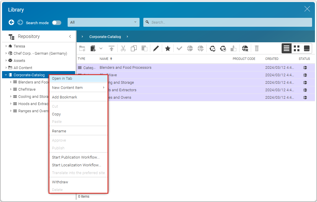 Editing the CoreMedia product catalog