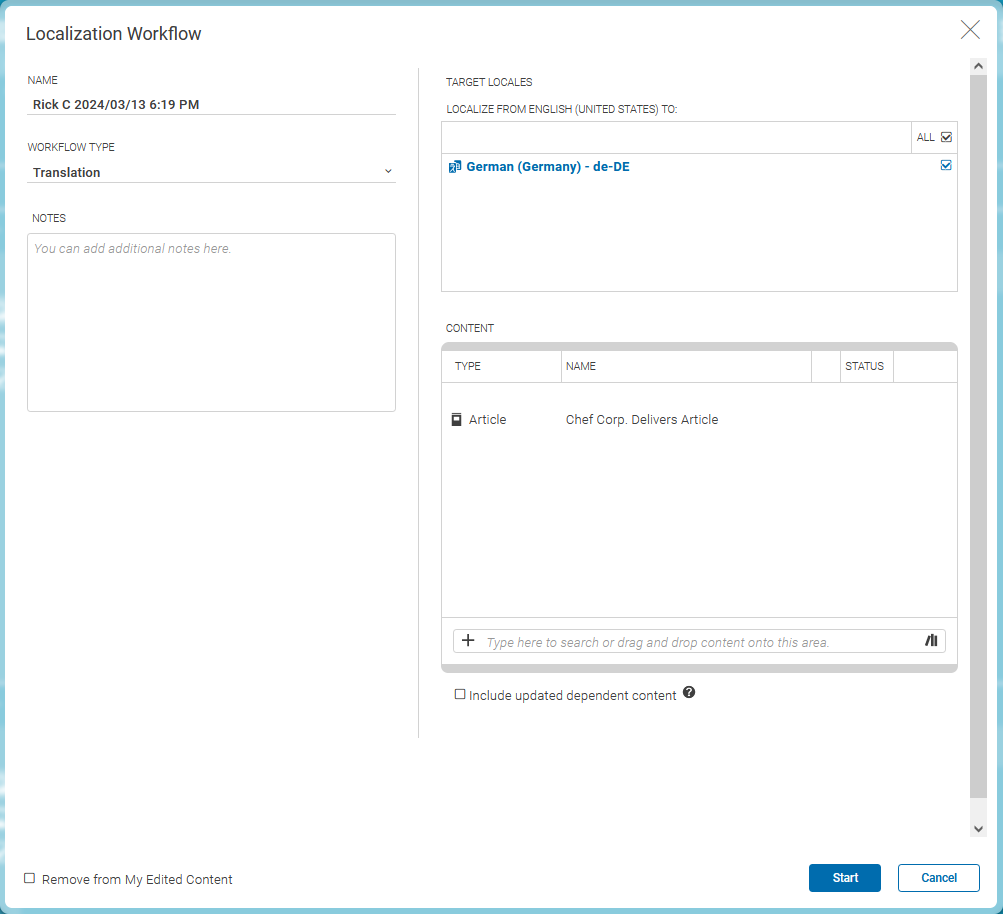 Translation Workflow Window