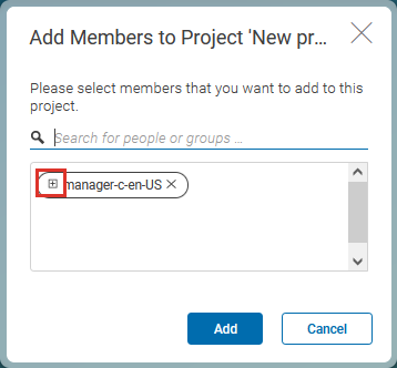 Add members window with selected group