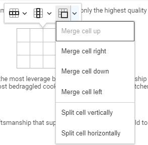 Merge Cells menu