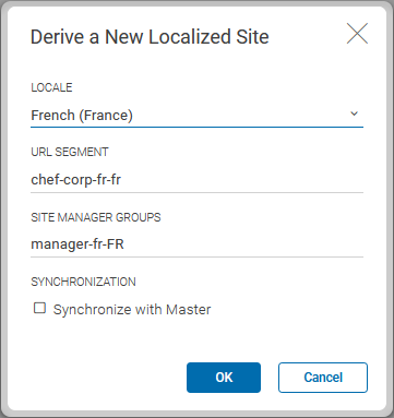 Derive a site dialog