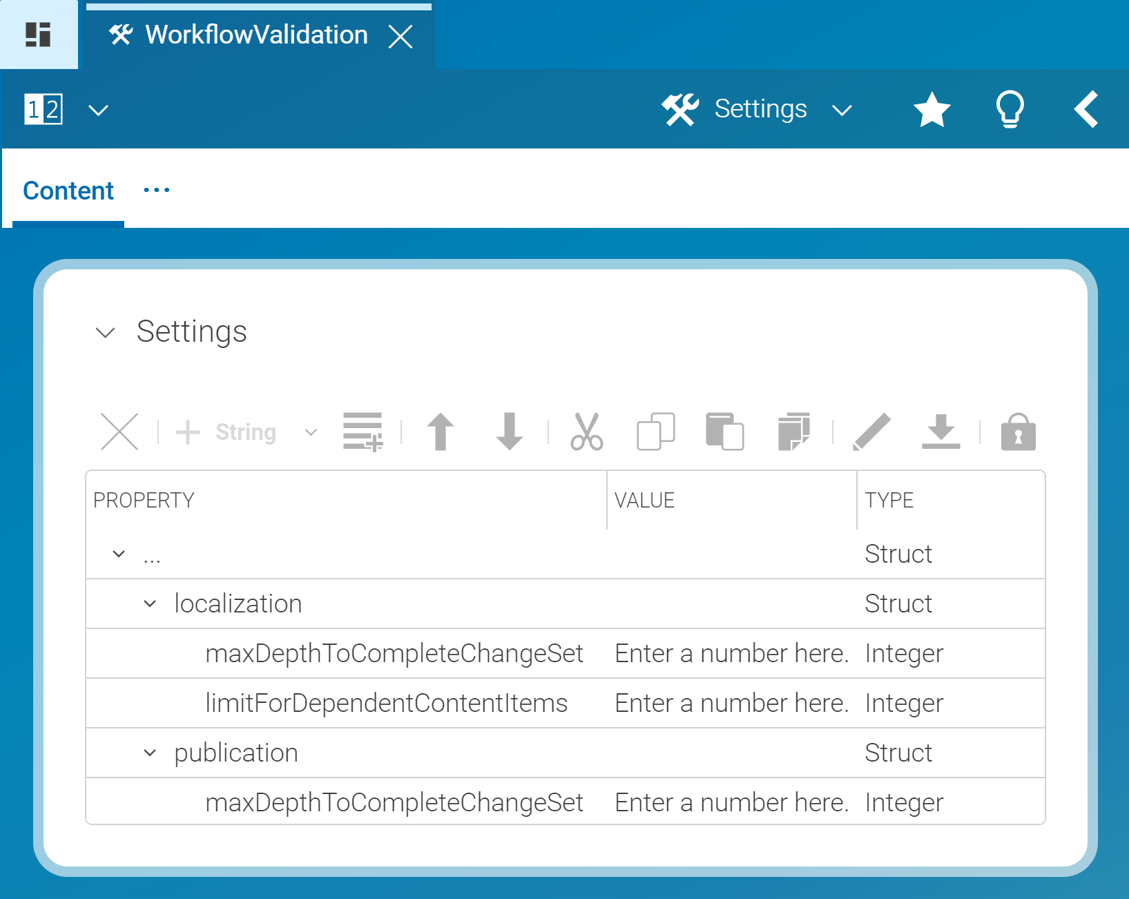 WorkflowValidation Settings