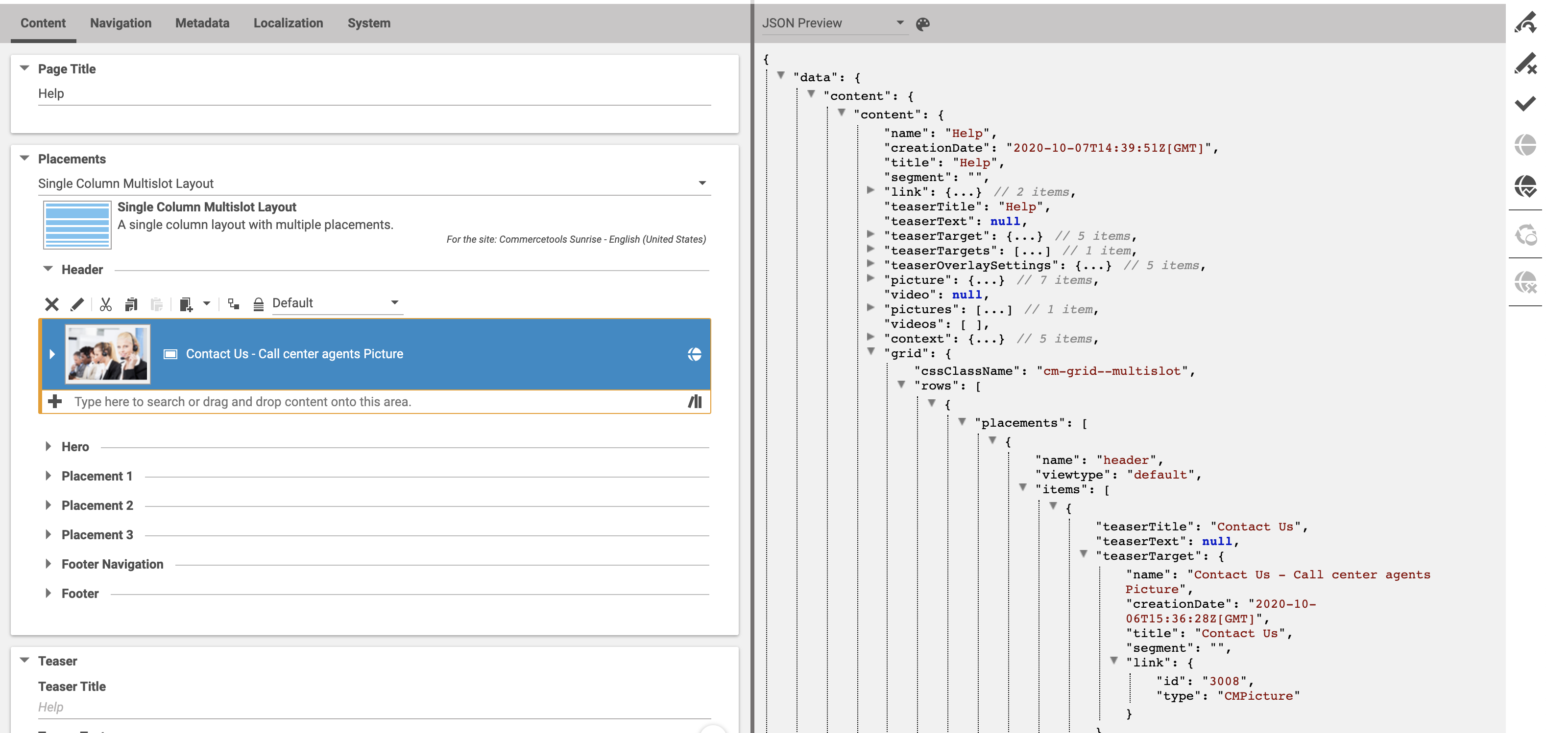 Example: Contact Us Pagegrid