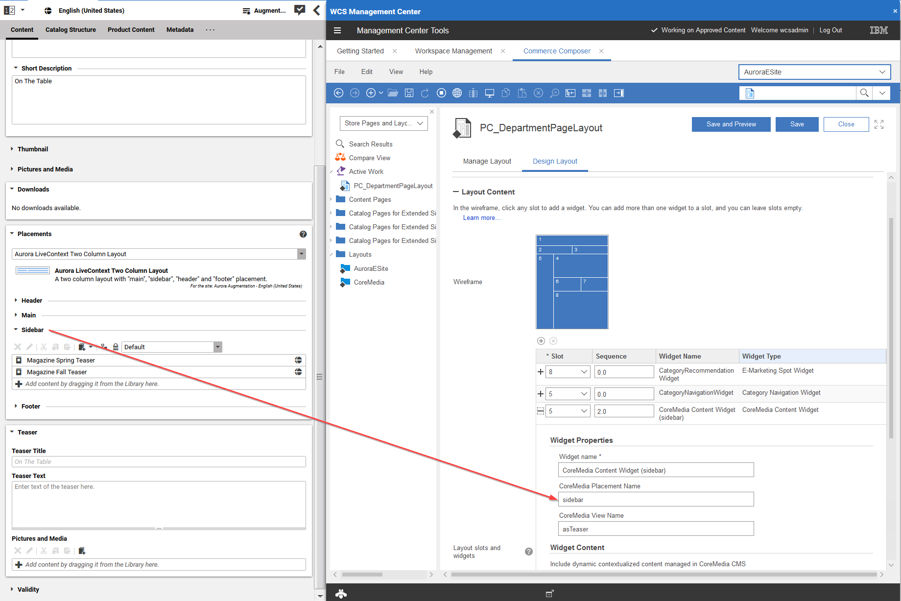 Connection via placement name