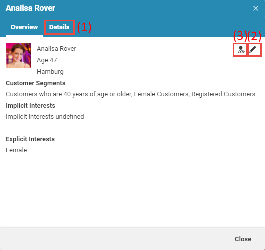 The Customer Persona Info Window in CoreMedia Studio