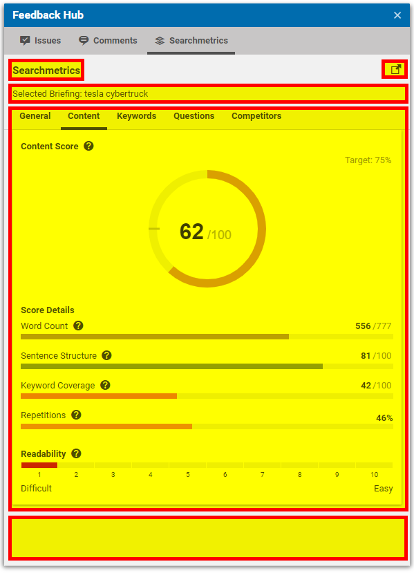 Tabbed Rendering of FeedbackItems used for the CoreMedia Labs project "Searchmetrics"