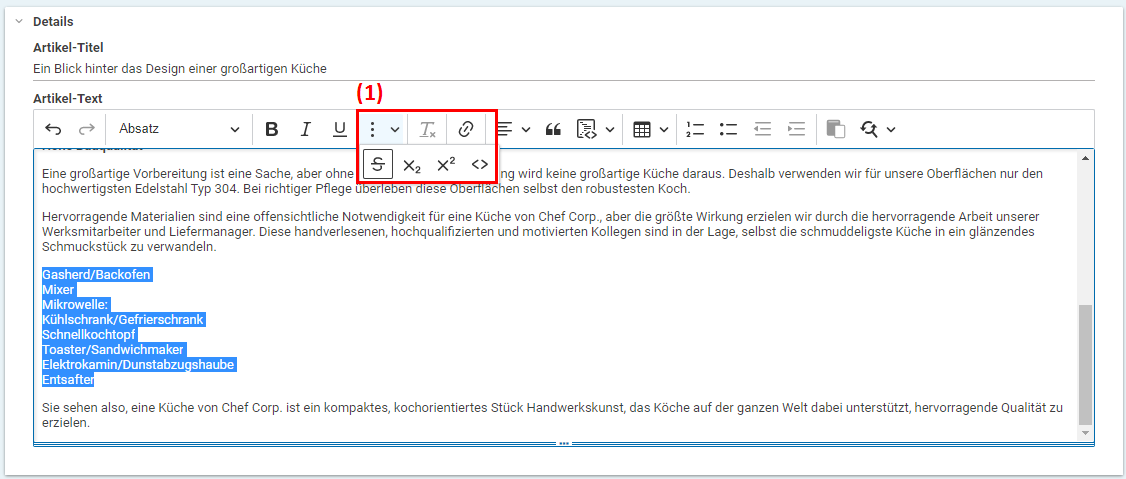 Textformat auswählen