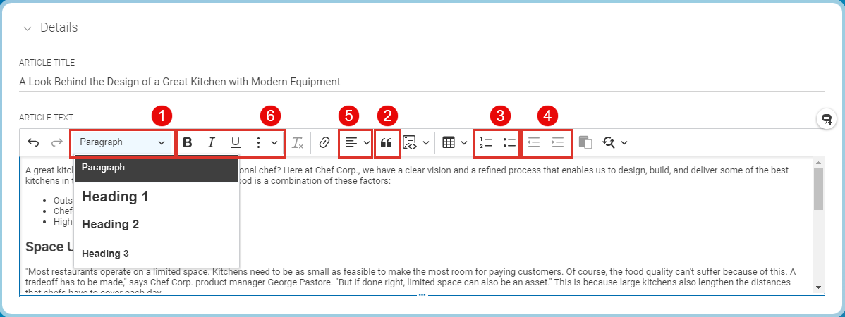 Paragraph styles