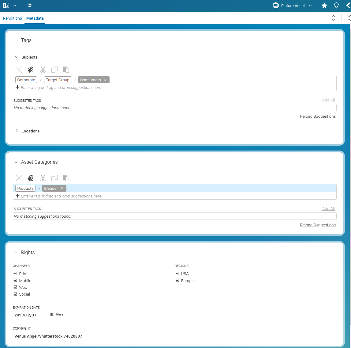 Metadata for Assets