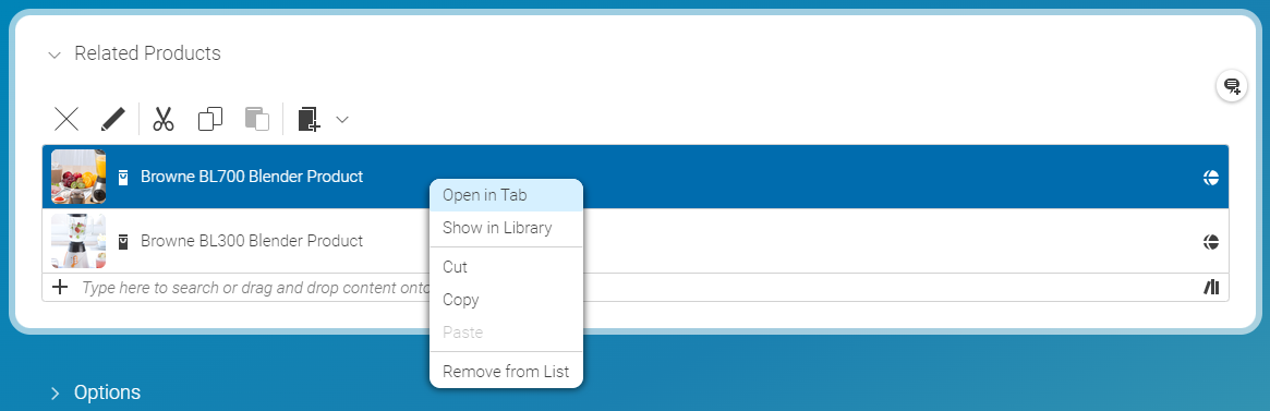 Linklist with context menu