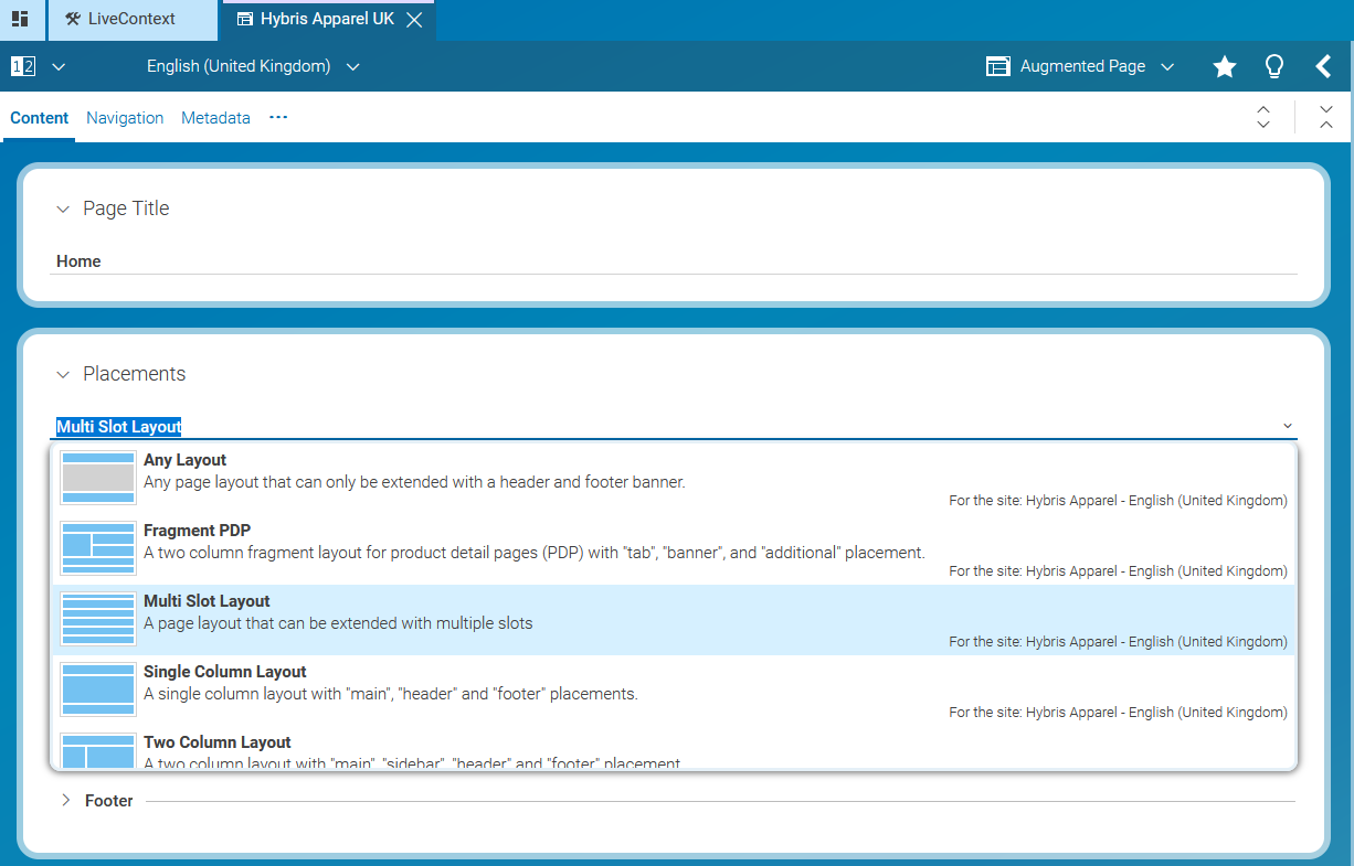 The page grid editor